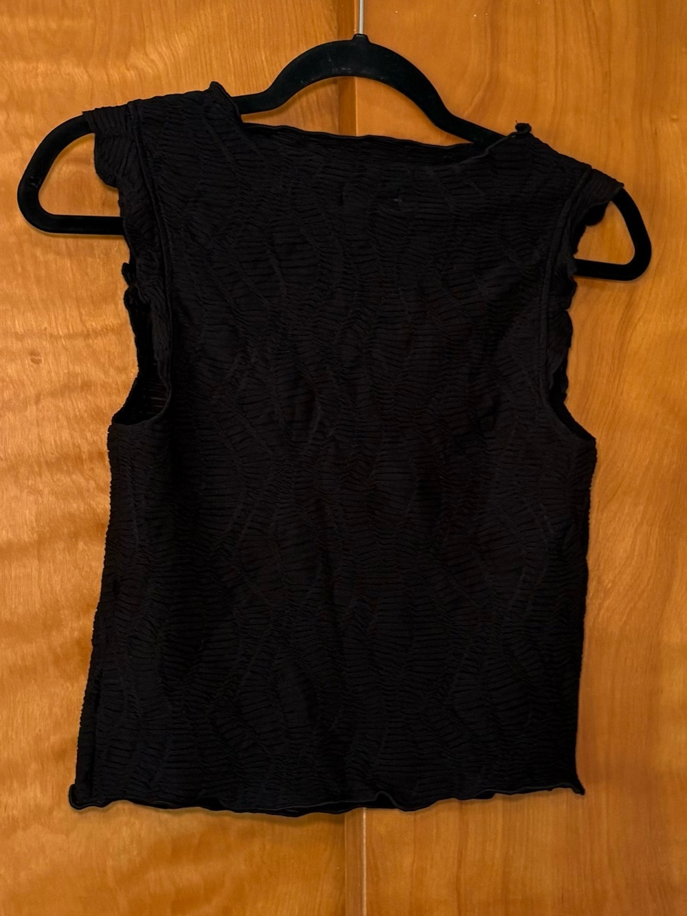 FUTURE COLLECTIVE Women's Black Textured cap sleeve top size S
